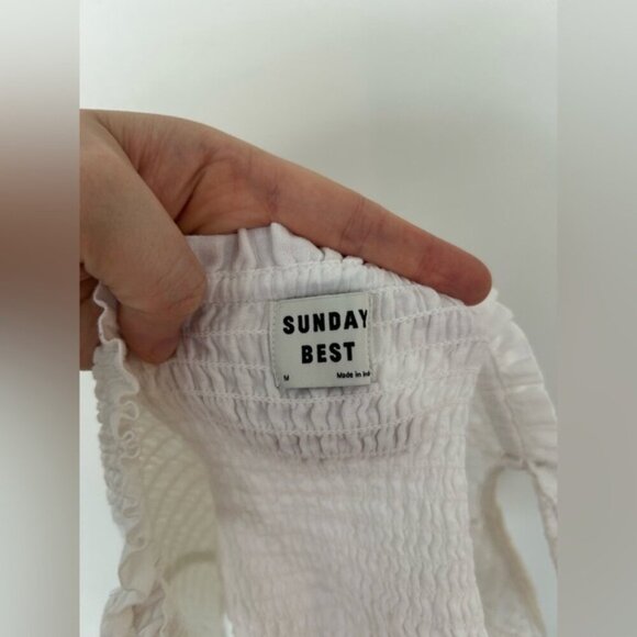 NWOT Aritzia/Sunday Best smocked crop top white medium - Picture 6 of 7